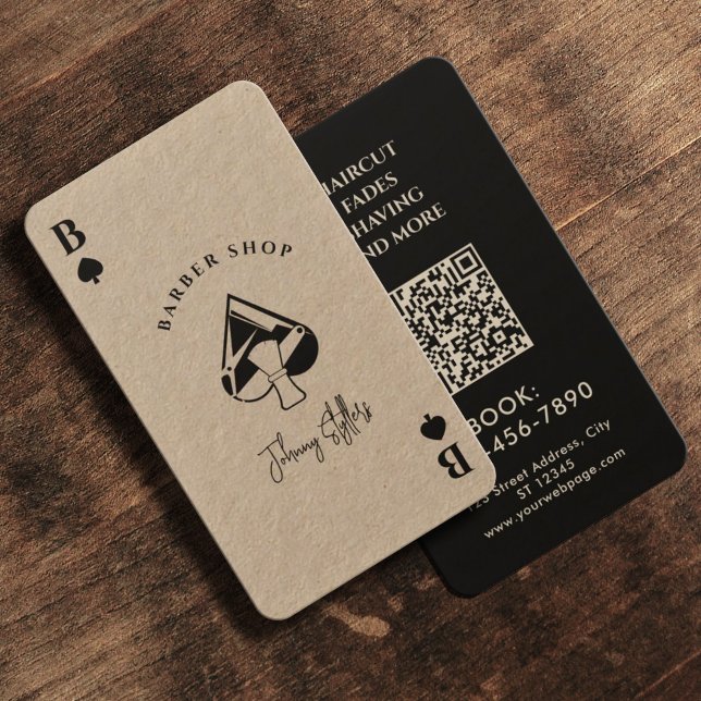 Tarjeta De Visita Black kraft Ace of spades barber shop (Subido por el creador)