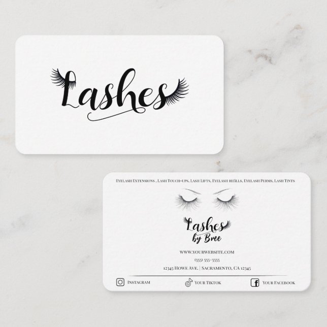 Tarjeta De Visita Black Lashes Wispy Eyelashes Belleza (Anverso / Reverso)