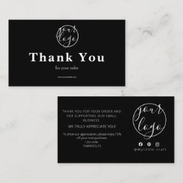 Tarjeta De Visita Black Logo Thank You Card Small Business
