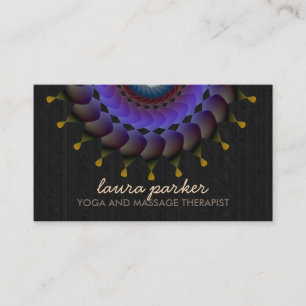 Tarjeta De Visita Black Lotus Flor Mandala Yoga Health Massage