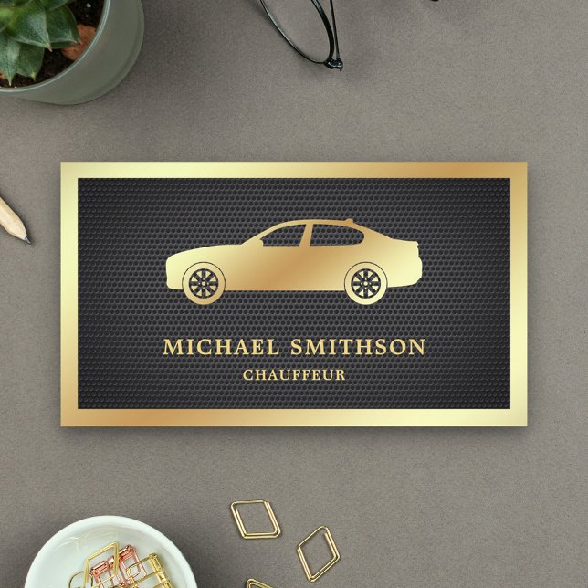 Tarjeta De Visita Black Mesh Gold Car Profesional Chauffeur (Subido por el creador)