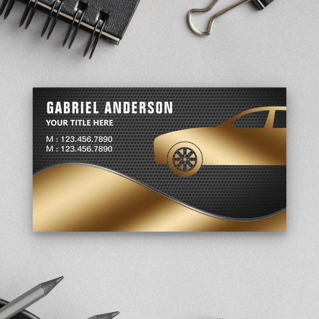Tarjeta De Visita Black Mesh Gold Luxury Car Hire Chauffeur (Subido por el creador)