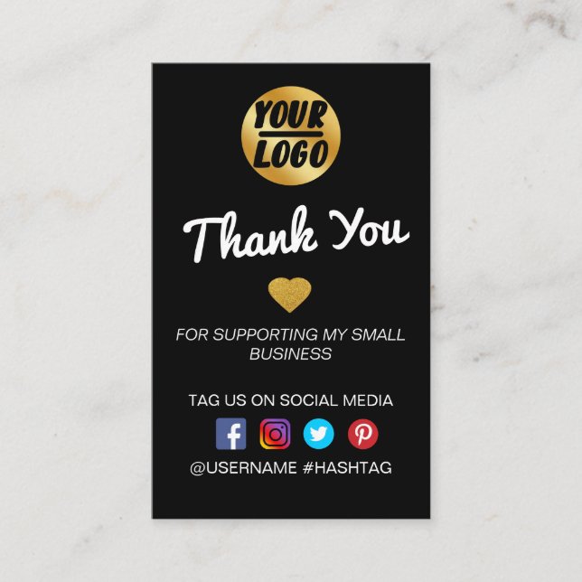 Tarjeta De Visita Black Minimal Business Gracias Por Pedir Insertar (Anverso)