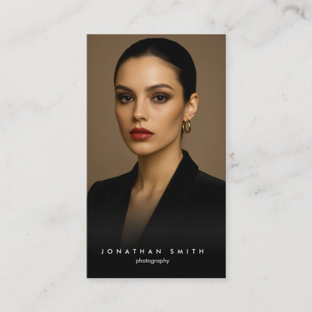 Tarjeta De Visita Black Minimal Photographer Elegant Business Card (Anverso)