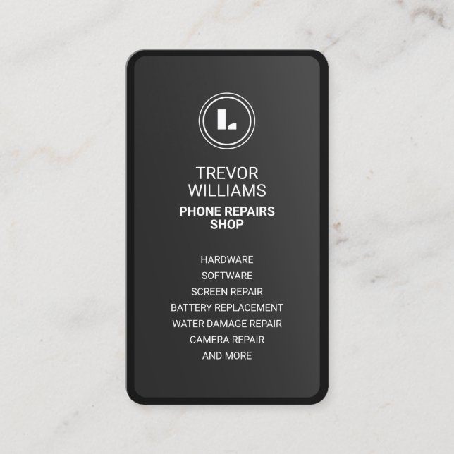 Tarjeta De Visita Black minimalist phone shape Business Card (Anverso)