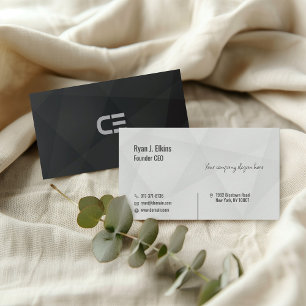 Tarjeta De Visita Black Modern Minimal Fundador y CEO Business Card