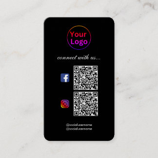Tarjeta De Visita Black Modern Professional 2 QR CODE