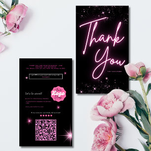 Tarjeta De Visita Black Modern purpurina rosa pedido gracias a Busin