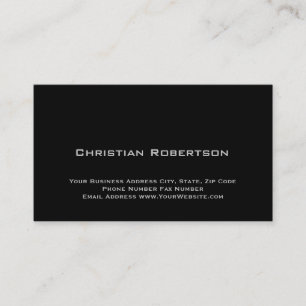 Tarjeta De Visita Black Modern Simple Plain Business Card