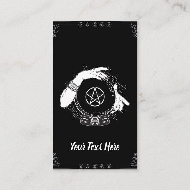 Tarjeta De Visita Black Mystic Fortune Teller Mystical Crystal Ball (Anverso)