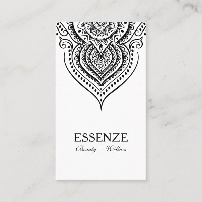 Tarjeta De Visita Black On White Paisley Lace (Anverso)