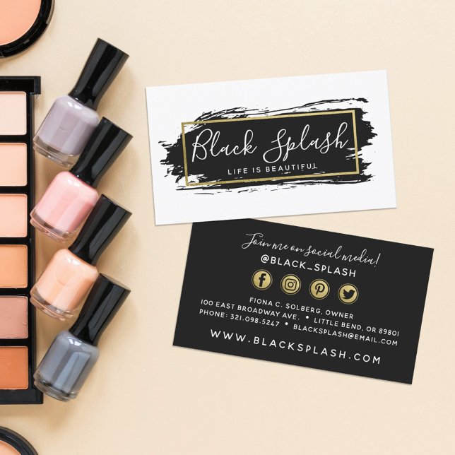 Tarjeta De Visita Black Paint Stroke y las modernas redes sociales d (Subido por el creador)