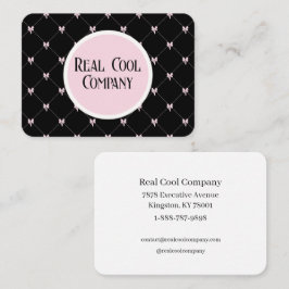 Tarjeta De Visita Black & Pink Bow Monogram