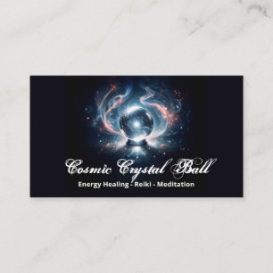Tarjeta De Visita Black pink Crystal ball Energy Reiki Meditación