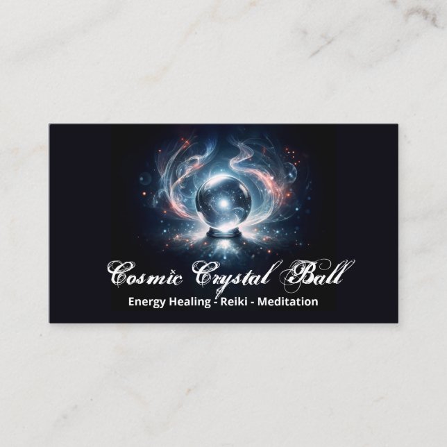 Tarjeta De Visita Black pink Crystal ball Energy Reiki Meditación (Anverso)