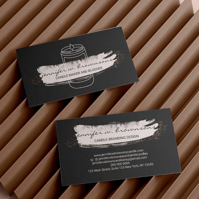 Tarjeta De Visita Black Pink elegante simple soja (Black Pink elegant simple soy candle Business Card)