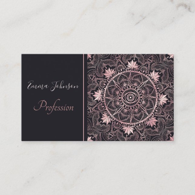 Tarjeta De Visita Black Pink Eye Mandala (Anverso)