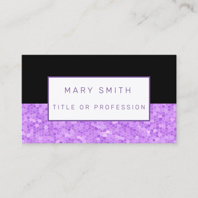 Tarjeta De Visita Black Purple de vidrio manchado (Anverso)