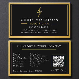 Tarjeta De Visita Black QR Code Electrician Electrical Contractor 