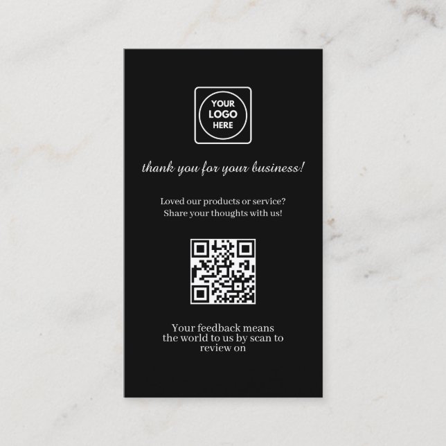 Tarjeta De Visita Black QR | Custom Business Feedback Review Link (Anverso)