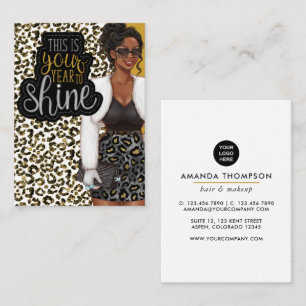 Tarjeta De Visita Black Queen Beauty Fashion Square Business Card