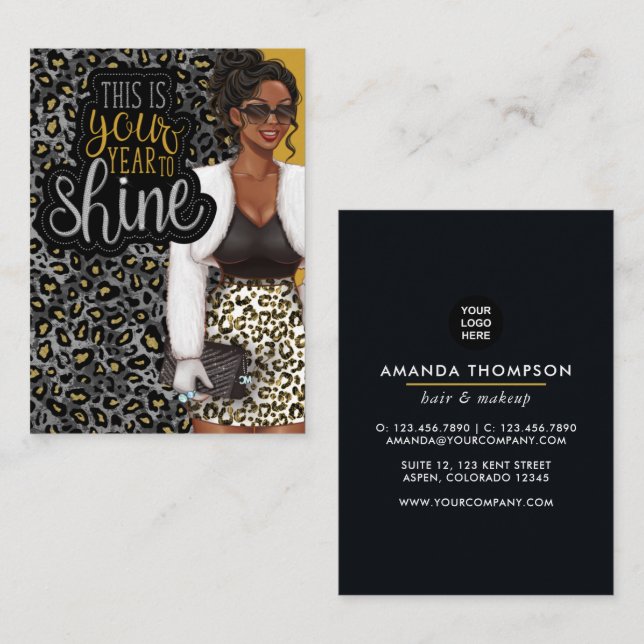 Tarjeta De Visita Black Queen Beauty Fashion Square Business Card (Anverso / Reverso)