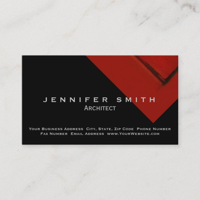 Tarjeta de visita Black Red Architect (Anverso)