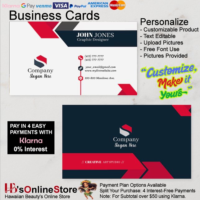 Tarjeta De Visita Black & Red Business Cards 11 Pack de 100 (Black & Red Business Cards 11 Pack of 100.)