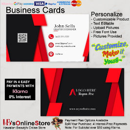 Tarjeta De Visita Black & Red Business Cards 36 Pack de 100