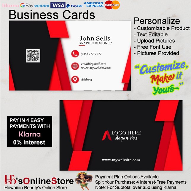 Tarjeta De Visita Black & Red Business Cards 36 Pack de 100 (Black & Red Business Cards 36 Pack of 100.)