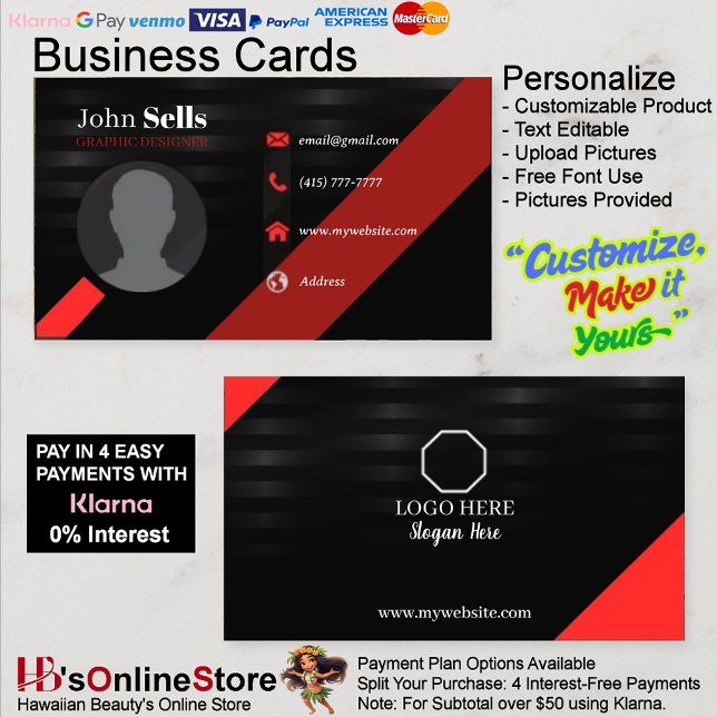 Tarjeta De Visita Black & Red Business Cards 37 Pack de 100 (Black & Red Business Cards 37 Pack of 100.)