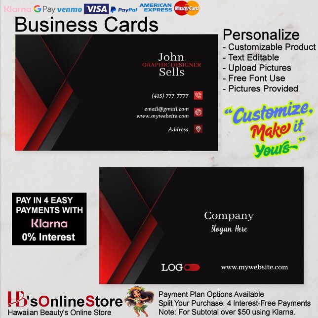 Tarjeta De Visita Black & Red Business Cards 41 Pack de 100 (Black & Red Business Cards 41 Pack of 100.)