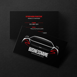 Tarjeta De Visita Black & Red Mobile Auto Detailing Automotriz Coche