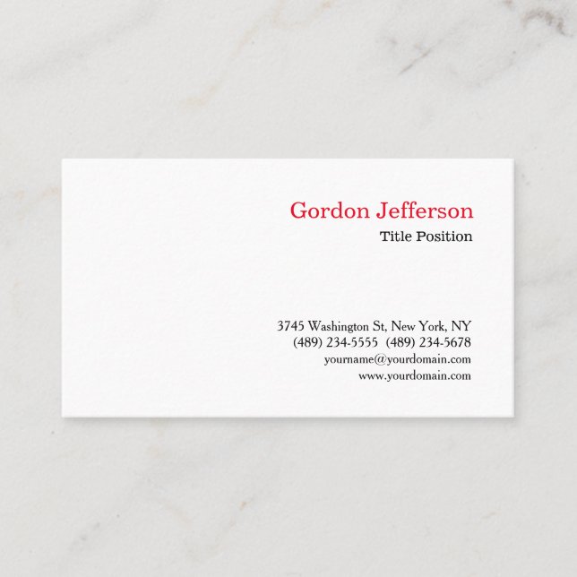 Tarjeta De Visita Black Red White Professional Simple Business Card (Anverso)