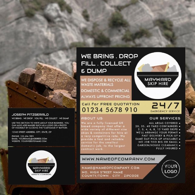 Tarjeta De Visita Black Rubbish Skip, Skip/Dumpster Company (Subido por el creador)