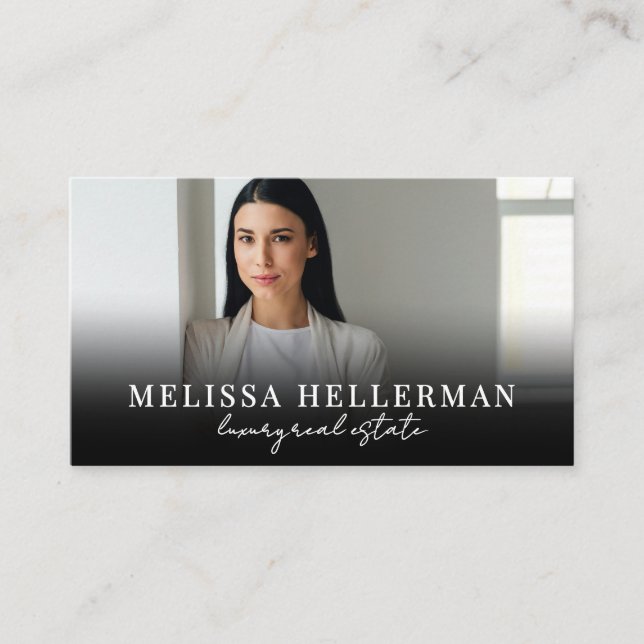 Tarjeta De Visita Black Script Luxury Real Estate (Anverso)