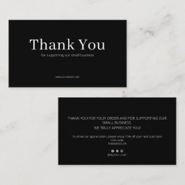 Tarjeta De Visita Black Serif Thank You Card Discount Code Business