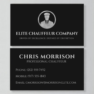 Tarjeta De Visita Black Silver Chauffeur Driver Metálico