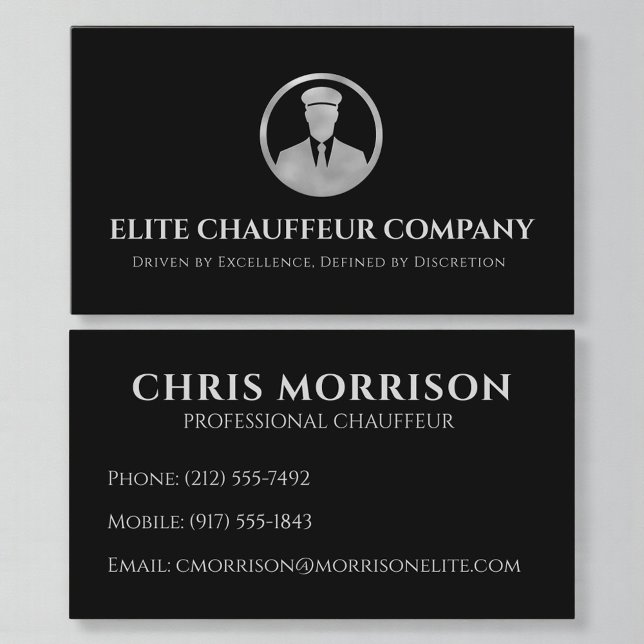 Tarjeta De Visita Black Silver Chauffeur Driver Metálico  (Subido por el creador)