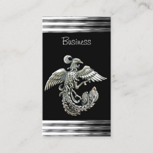 Tarjeta de visita Black Silver Phoenix Bird Jewel