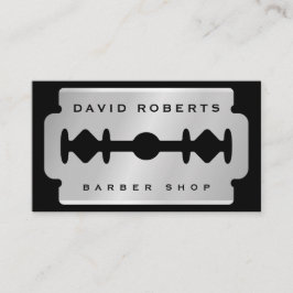 Tarjeta De Visita Black Silver Razor Blade Barber Business Card