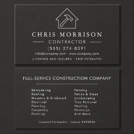 Tarjeta De Visita Black Silver Slate Stone Building Construction 