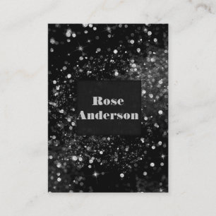 Tarjeta De Visita Black Silver Sparkling Luces Glam Sparkle Purpurin