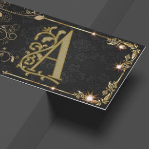 Tarjeta De Visita Black Sparkle Monograma 