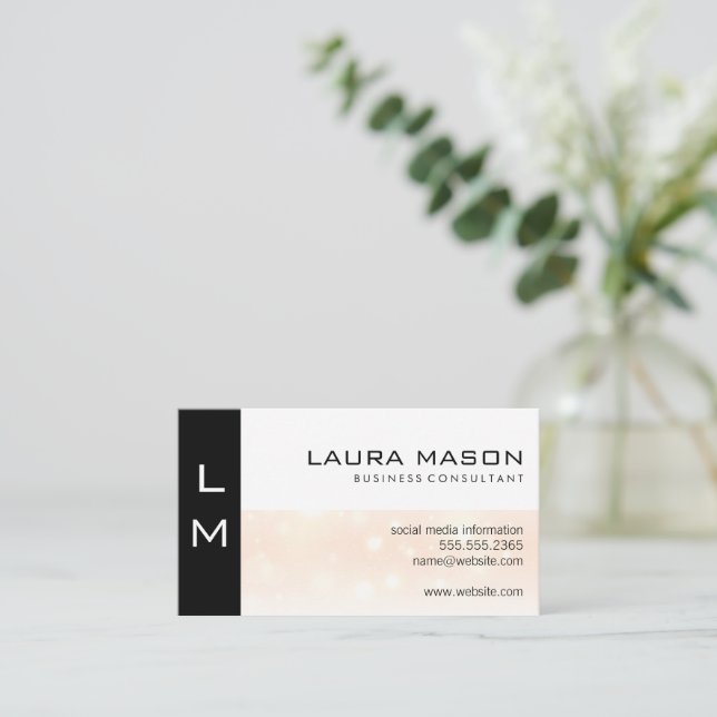 Tarjeta De Visita Black Sparkle White Business Card (Anverso de pie)