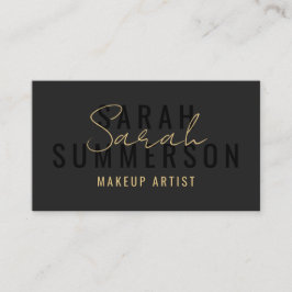 Tarjeta De Visita Black Stylish Makeup Artist Beauty Salon