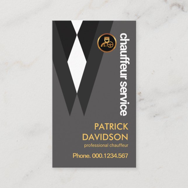 Tarjeta De Visita Black Suit Elegance Chauffeur Driver Lapel Pin (Anverso)