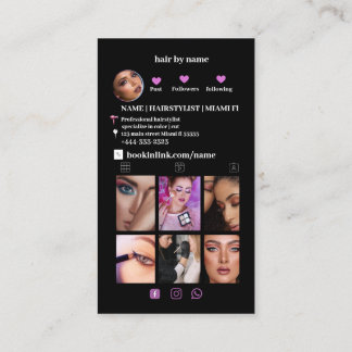 Tarjeta De Visita Black Trendy Instagram código QR Medios sociales