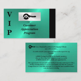 Tarjeta De Visita Black & Turquoise VIP Customer Appreciation 
