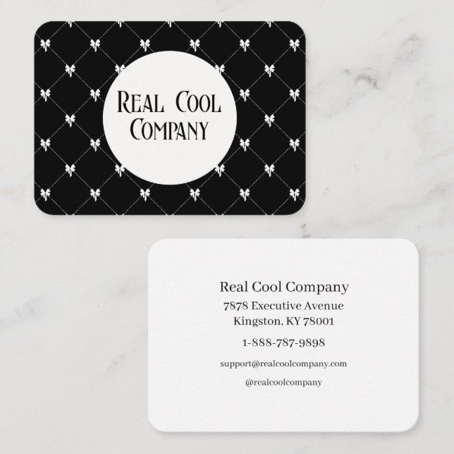 Tarjeta De Visita Black & White Bow Monogram Business Card (Anverso / Reverso)